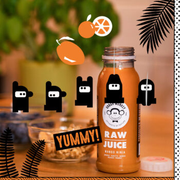 Kleine Ninjas mit dem orangenen Juice